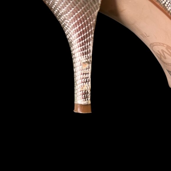Michael Kors Gold Strappy Heels With Zipper Closure & Textured Finish size 7 - Picture 7 of 11